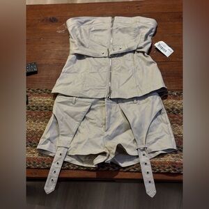 Beige sexy faux leather two piece set NEW WITH TAGS